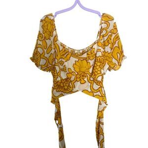 PEACH golden yellow top back waist tie closure